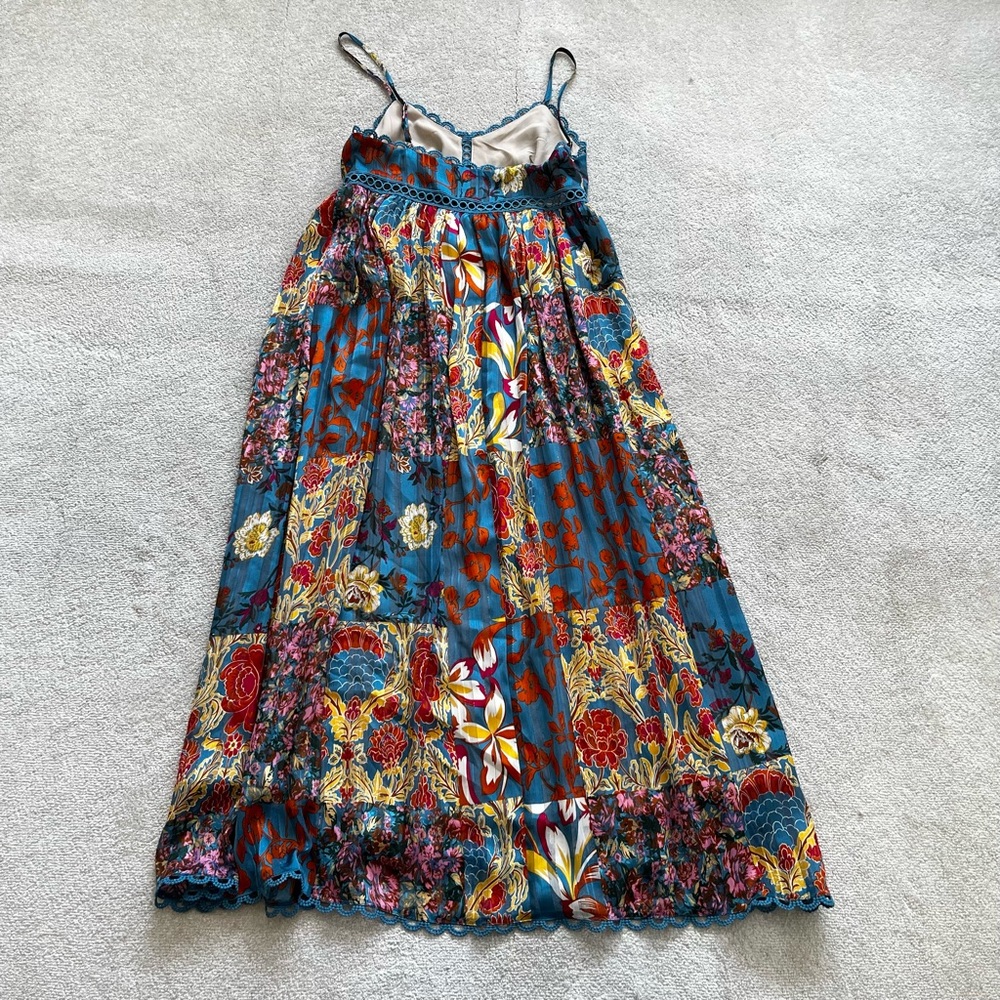 STELLAH NY FLORAL PATCH CAMI MIDI DRESS SIZE XS BOHO CHIC DATE FEMININE - Picture 4 of 13